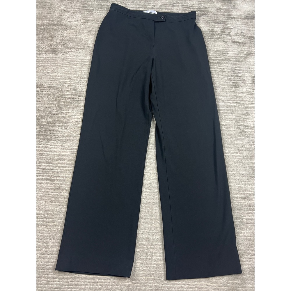 Rose Haggar Trousers Womens 10 Black Wide Leg Stretch Dress Pants Flat Front
